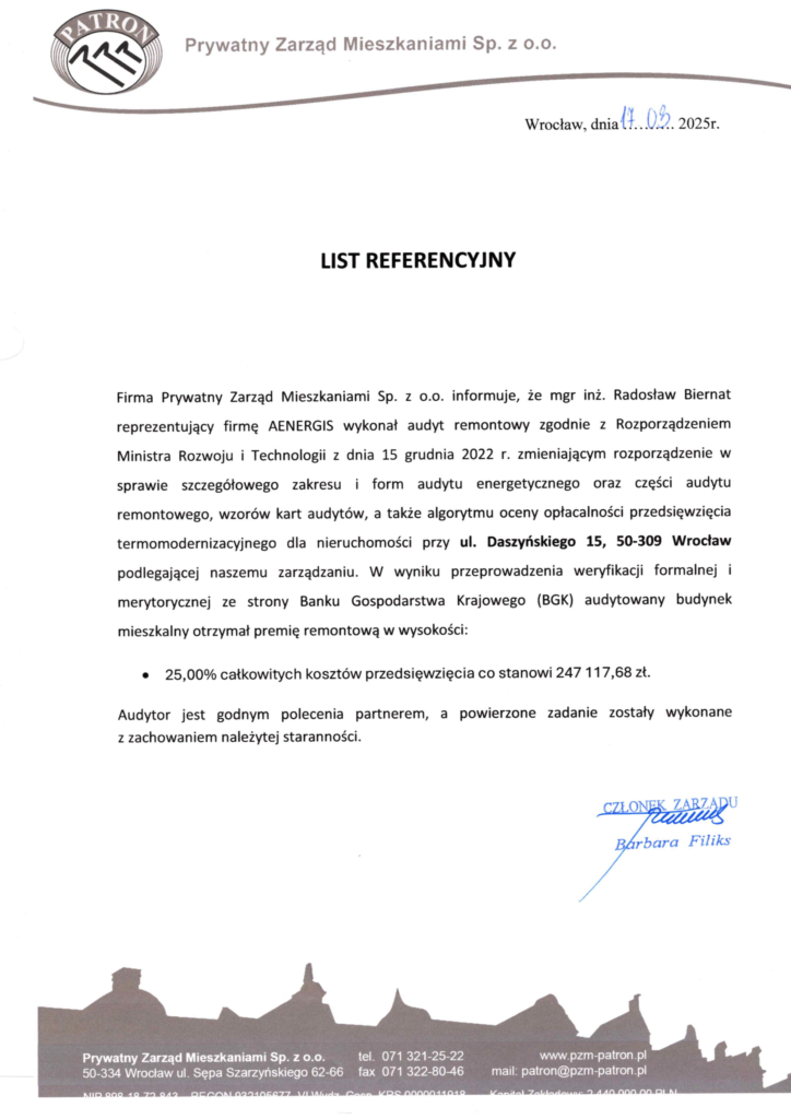 WSPÓLNOTA MIESZKANIOWA UL. DASZYŃSKIEGO 15, WROCŁAW