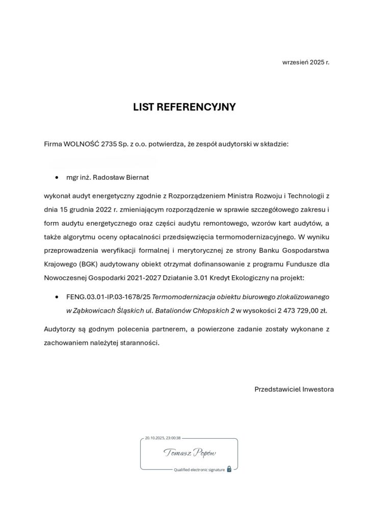 WOLNOŚĆ 2735 SP. Z O. O.