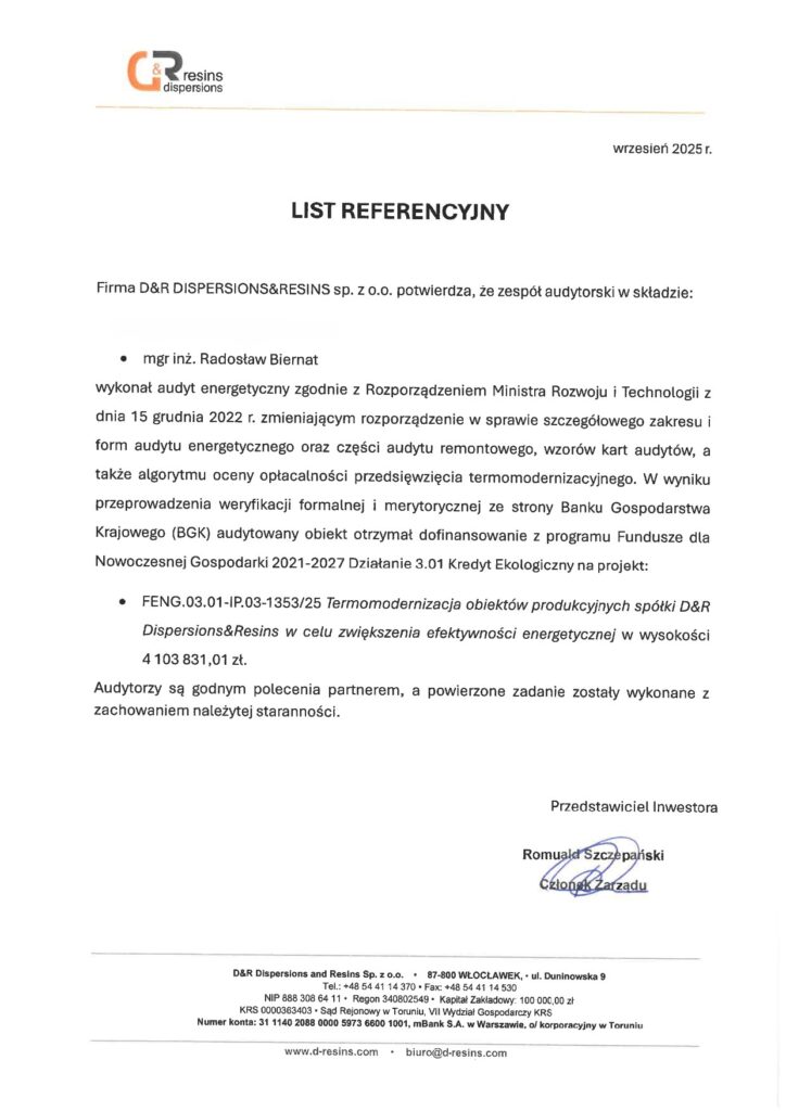 D&R DISPERSION&RESINS SP. Z O.O.